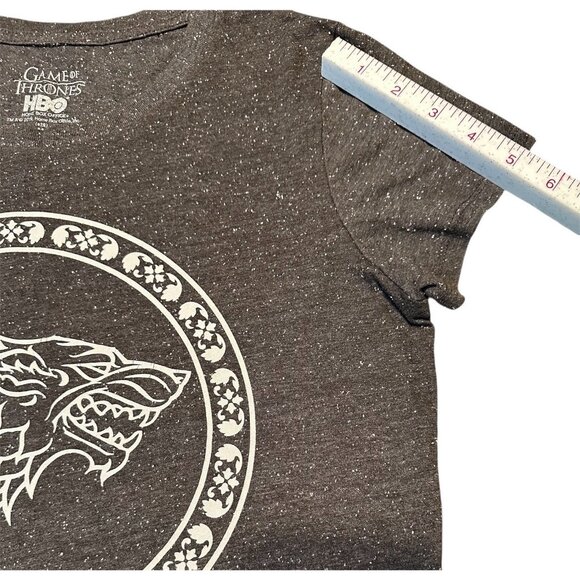 Game Of Thrones STARK HBO Womens T Shirt 2 Sided Gray Flecked Cap Sleeves Sz MED - Picture 7 of 7